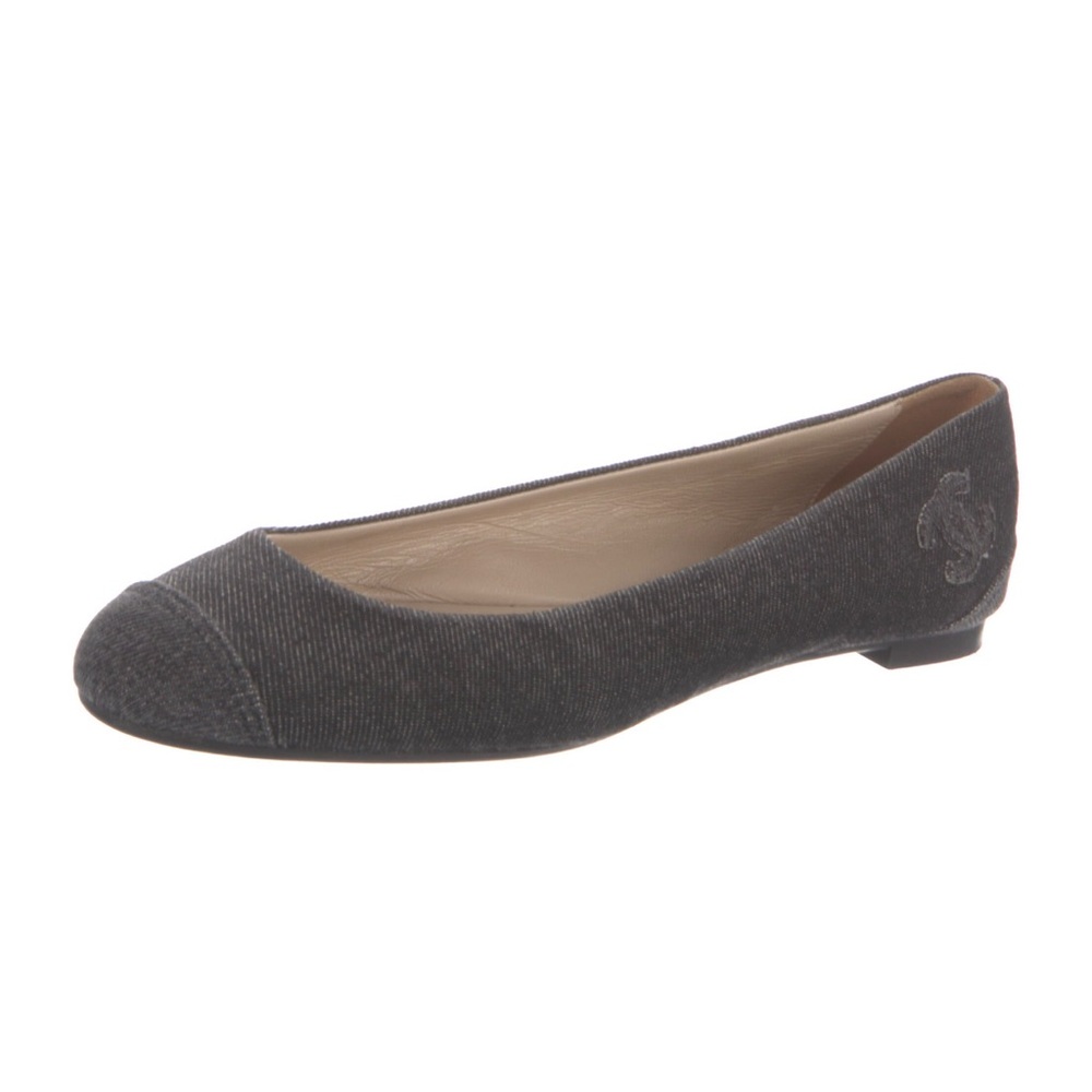 Chanel Women's Black Denim Flats Size 39